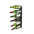 Black metal wall mount 6 bottles wine racks straight single bottle wine pegs with back panel wine shelf